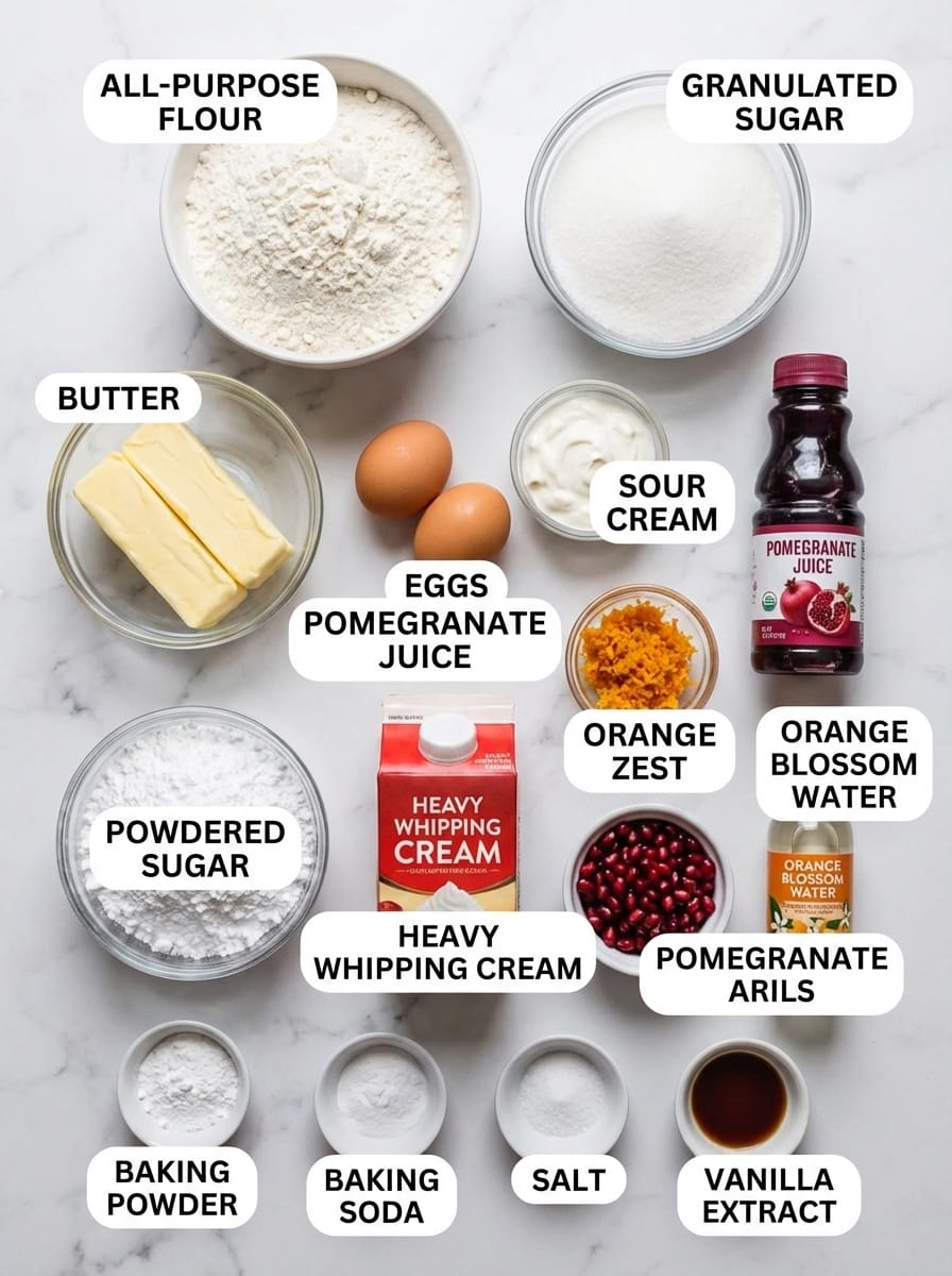 Pomegranate Orange Cake Ingredients