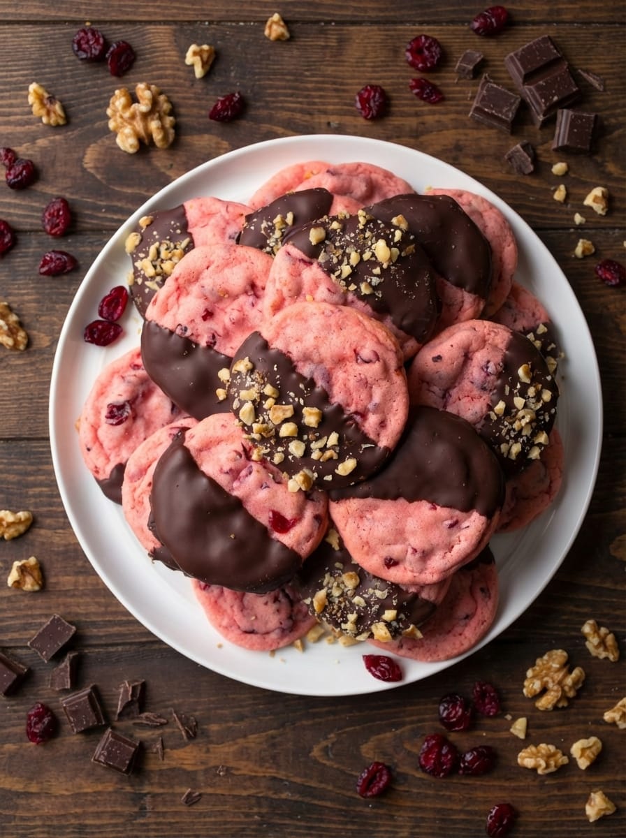 Serving Chocolate Dipped Cranberry Cookies