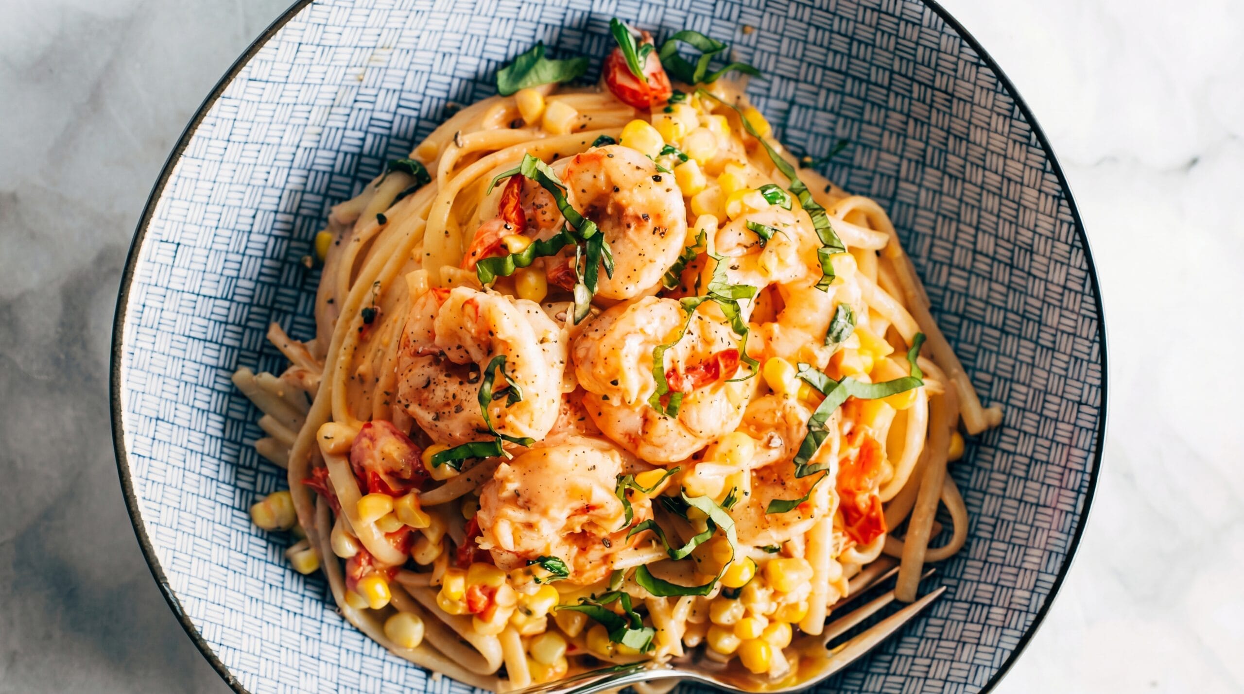 Shrimp Pasta with Corn