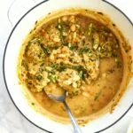 White Bean Soup with Pesto Herb Dumplings