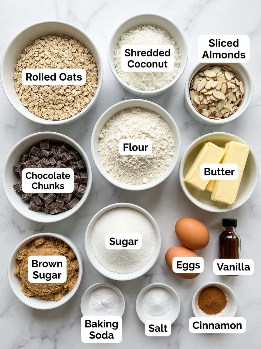 Your Oatmeal Coconut Almond Chocolate Cookies Shopping List