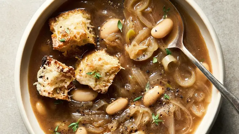 French Onion White Bean Soup