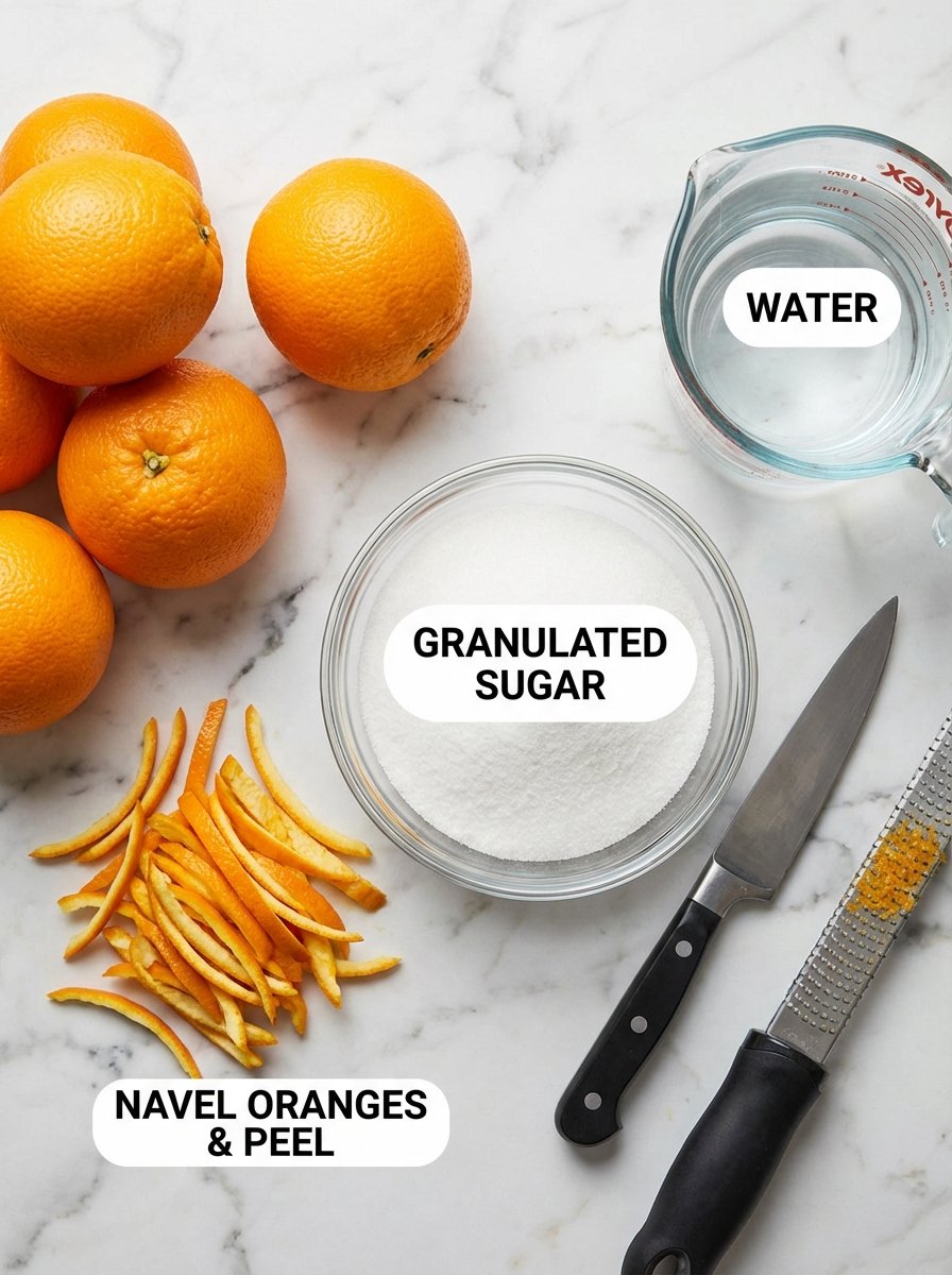 Gathering Your Candied Orange Peel in Syrup Ingredients