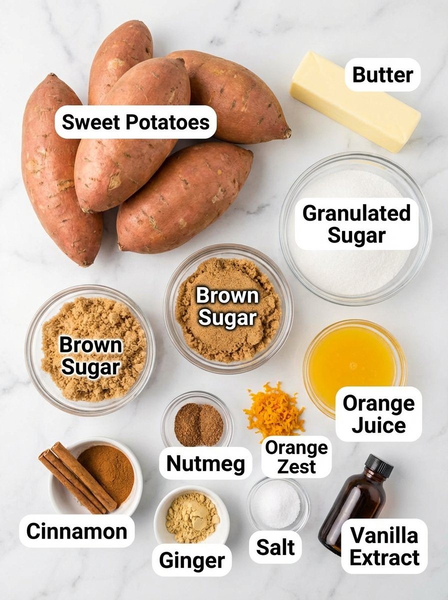 Gathering Your Candied Yams with Spiced Orange Glaze Ingredients