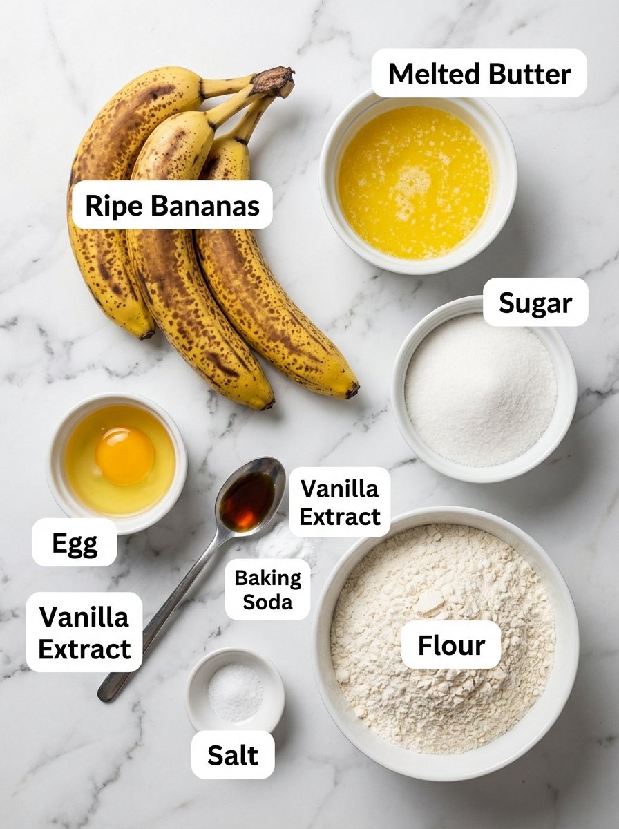 Gathering Your Easy Banana Bread Ingredients