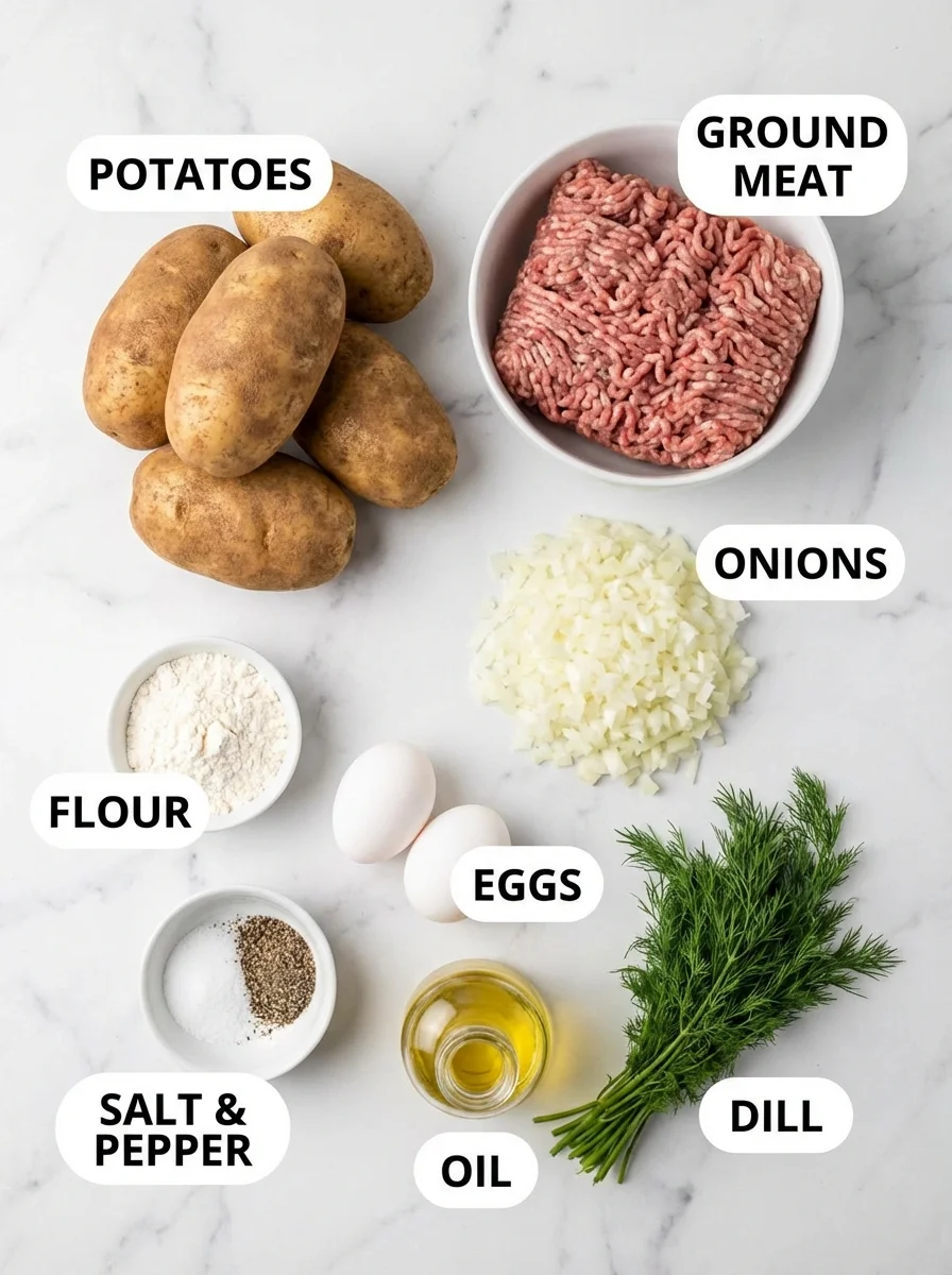 Gathering Your Stuffed Potato Pancakes Ingredients