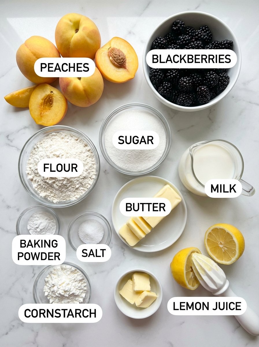 Ingredients for Grandma’s Blackberry Peach Cobbler